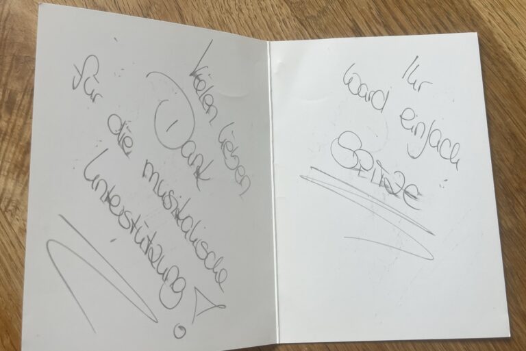 Dankeskarte von Brautpaar an Dacapo
