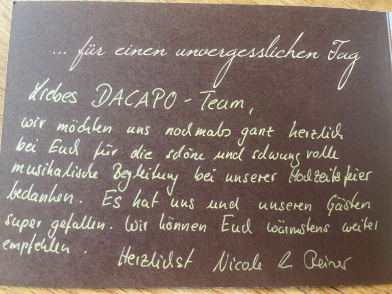 Karte Brautpaar an Dacapo